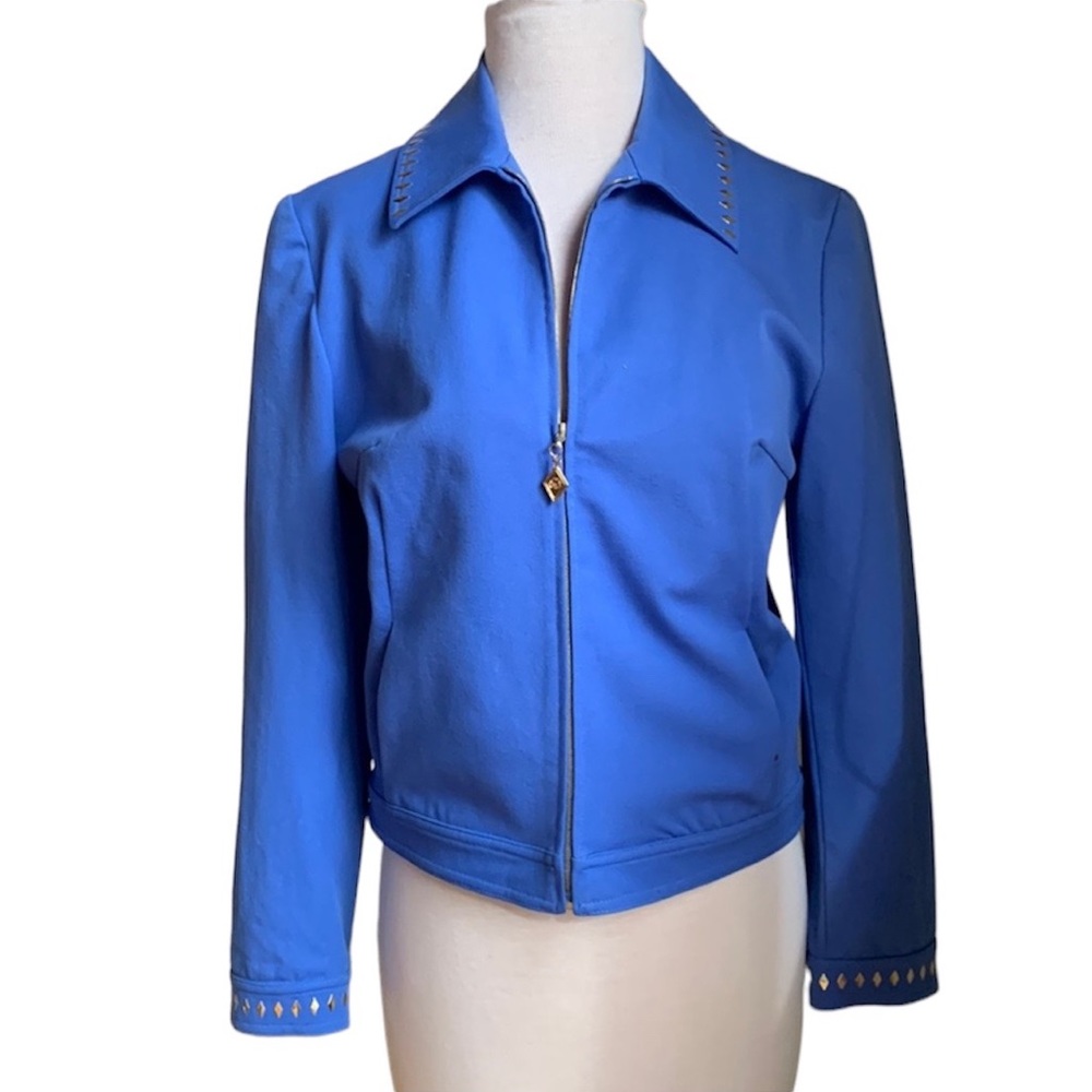 St John Royal Blue Sport Petit Jacket with Silver Stud Details
